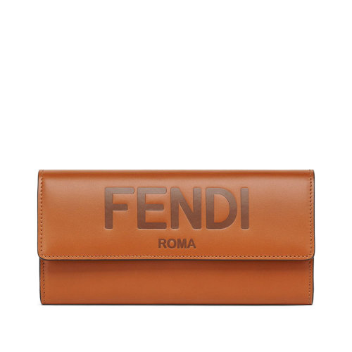 FENDI/芬迪  CONTINENTAL系列 女士棕色小牛皮Fendi Roma欧式按扣钱包8M0251AAYZF0QVK