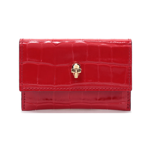 Alexander McQueen/亚历山大麦昆  女士皮革骷髅装饰卡包卡夹 632039 1JM0G