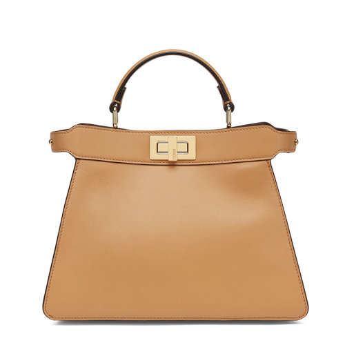 FENDI/芬迪  PEEKABOO ISEEU系列 女士小号米色小牛皮旋转门扣可调节肩带单肩斜挎手提包8BN327AFL0F1E8B