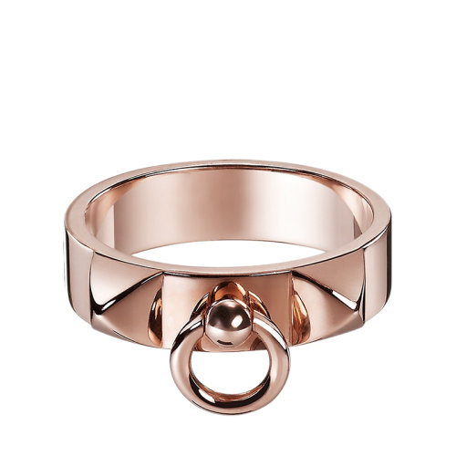 HERMES/爱马仕 经典Collier de Chien系列 小号18K金玫瑰金项圈形戒指指环H108118B