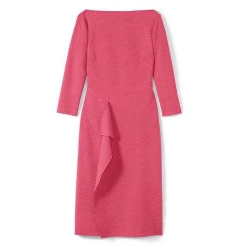 St.John/盛蔷粉色羊毛针织修身中长款女士连衣裙K1110I2