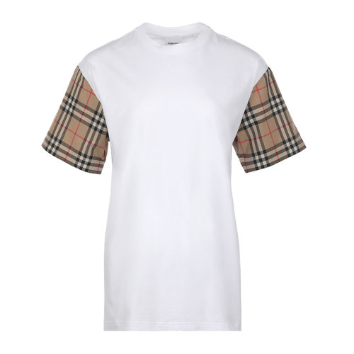 BURBERRY/博柏利22春夏Vintage 格纹衣袖棉质宽松女士短袖T恤 8042716
