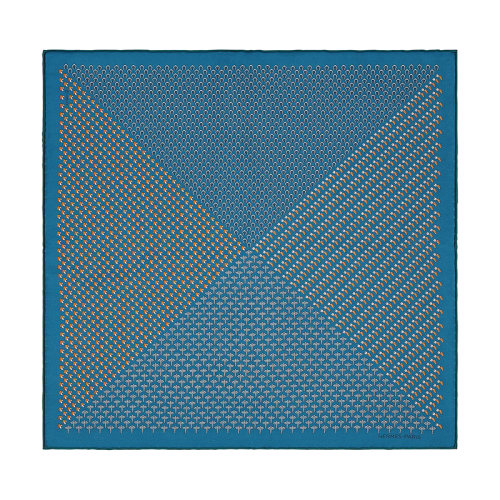 HERMES/爱马仕 22年早春新款 45 Flying系列 男士牛仔蓝/橙色/天蓝真丝方巾口袋巾H806250T14