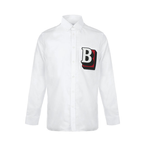 BURBERRY/博柏利 男士白色棉质徽标贴片长袖衬衫 8050134