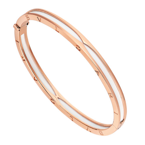 BVLGARI/宝格丽 B.ZERO1系列 18K金玫瑰金配以白色陶瓷手镯 351408