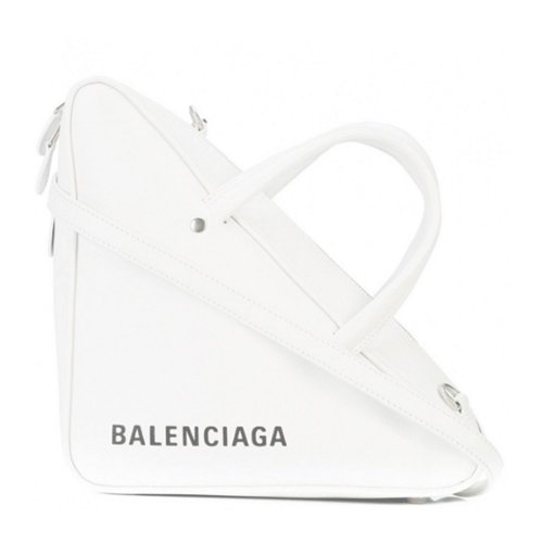 Balenciaga/巴黎世家 女士皮质时尚皮质三明治三角包单肩斜挎包手提包 476975 C8K02 白白色