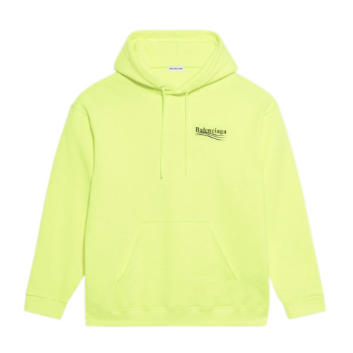 Balenciaga/巴黎世家 女士黄色棉质字母徽标印花抽绳兜帽罗纹边缘长袖上衣连帽卫衣套头衫 578135-TJVD4-7110