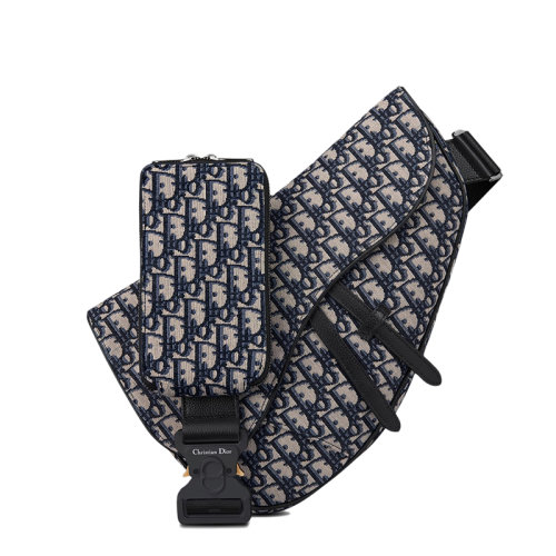 DIOR/迪奥 SADDLE系列 男士MAXI大号米色黑色Oblique提花帆布老花单肩斜挎马鞍包1ADPO211YKY_H27E