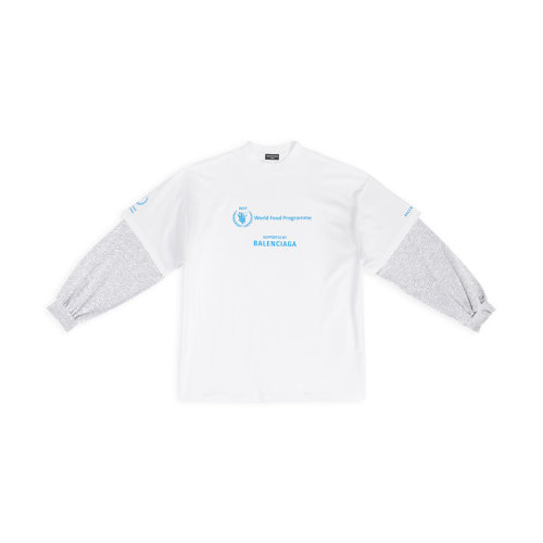 Balenciaga/巴黎世家 22年秋冬新款 WFP系列 男士白色纯棉艺术画印花拼接长袖T恤698089TMVL29086