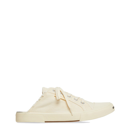 Balenciaga/巴黎世家 22年春夏新款 女士白色磨损棉质材料露跟穆勒鞋帆布鞋693952W3RC69090