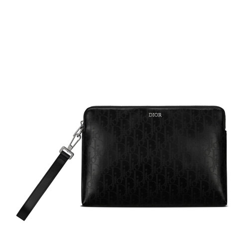 DIOR/迪奥 20  男士黑色斜银河小牛皮拉链dior徽标手拿包2ESCA251VPD_H03E