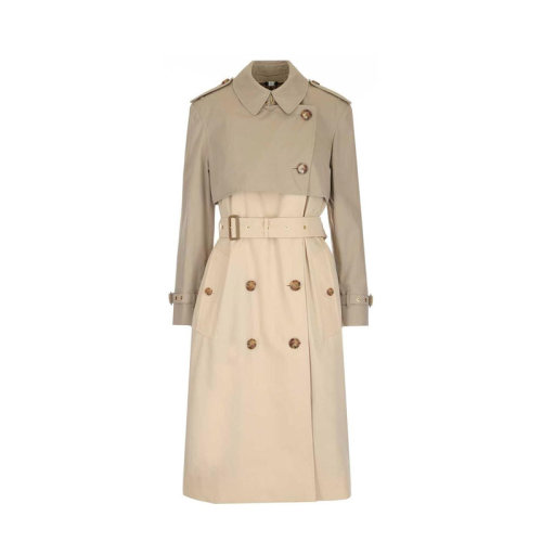 BURBERRY/博柏利 巴宝莉女装 女士双排扣束腰卡其色棉质风衣 80226361
