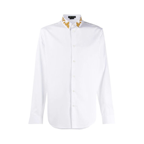 VERSACE/范思哲 男士纯色棉质领口刺绣长袖上衣衬衣衬衫 A85135-A232105 多色可选