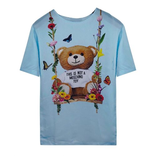 MOSCHINO/莫斯奇诺蓝色女生短袖T恤DA043004581332