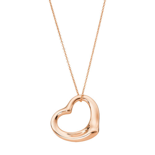 Tiffany & Co./蒂芙尼 22春夏新款Elsa Peretti系列 18K金玫瑰金22毫米宽镂空心形吊坠项链GRP11362
