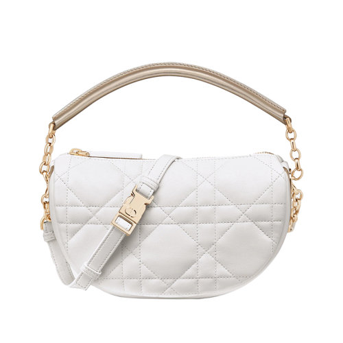 DIOR/迪奥 2022春夏新款VIBE系列 女士小号白色小羊皮金扣金链手提单肩腋下流浪包M7200ONOG_M941