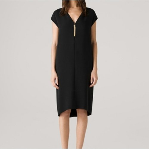 【21春夏新款】St.John/盛蔷2021春季新款黑色桑蚕丝中长款女士连衣裙K123C11