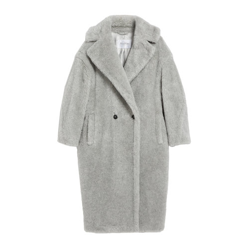 MaxMara/麦丝玛拉 22年秋冬新款 ARCO系列 女士浅灰色羊驼毛混纺泰迪大衣外套1016012306001