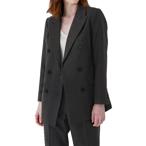 GeleiStory/GeleiStory   秋季新款气质通勤休闲格子双排扣显瘦西服套装   女士西服套装