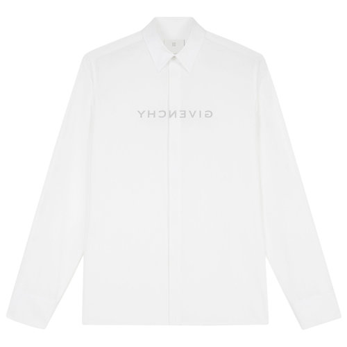 Givenchy/纪梵希 男士白色翻转LOGO棉府绸衬衫BM60QJ109F-100