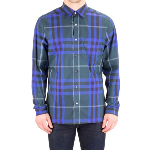 Burberry/博柏利 男士经典格纹纯棉时尚长袖衬衫衬衣