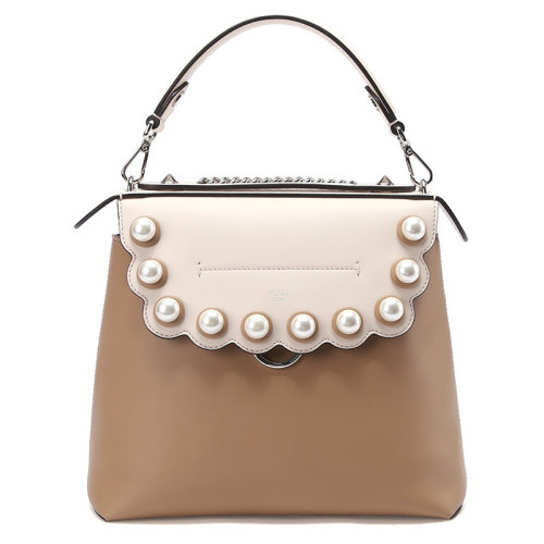 FENDI/芬迪 back to school系列 珍珠翻盖 皮质 单肩包8BZ042A1AWF1  bn