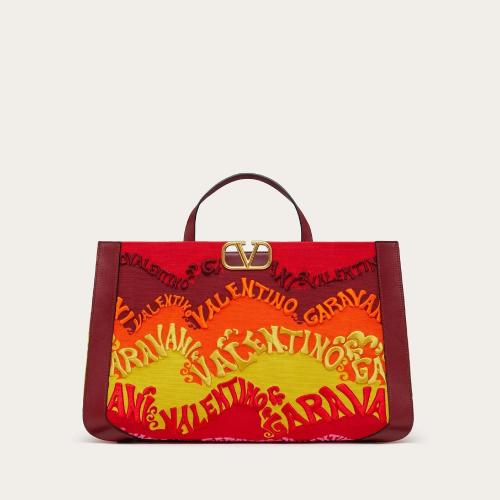  VALENTINO华伦天奴 22年秋冬 女士 手提包 SAC a MAIN EN TOILE A_VEC BRODERIE VALENTINO WA_