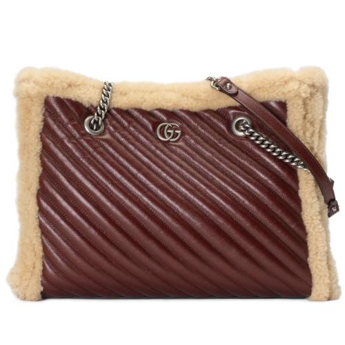 GUCCI古驰 22年秋冬 女士 GG Marmont系列中号绗缝皮革托特包 675796 0AAAX 6154
