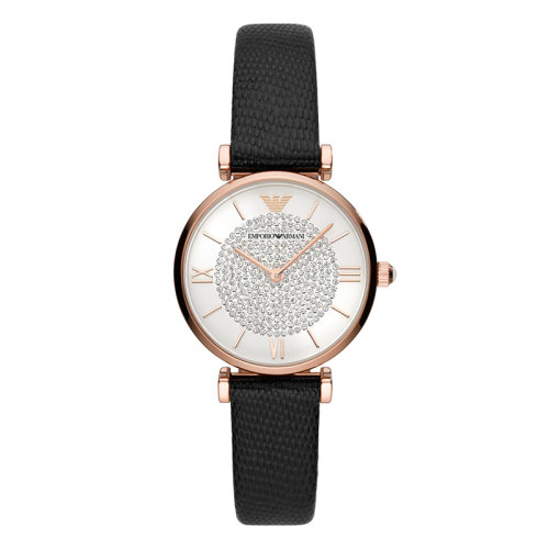 Emporio Armani/安普里奥阿玛尼 满天星手表皮质表带欧美表石英女士腕表 生日礼物送女友 AR11387