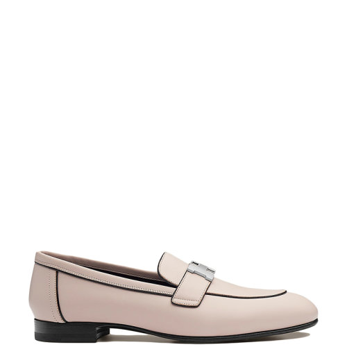 HERMES/爱马仕 22年秋冬新款 Paris系列 女士花瓣粉色牛皮银色H莫卡辛鞋乐福鞋H221004ZP6360