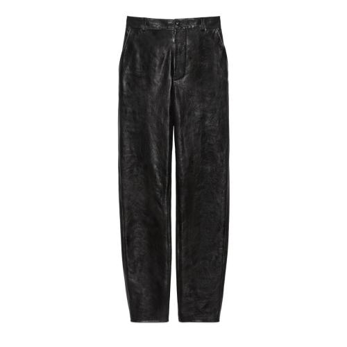  GUCCI古驰 22年秋冬 女士 亮面皮革长裤 677472 XNAL7 1000 预定商品2-6周发货
