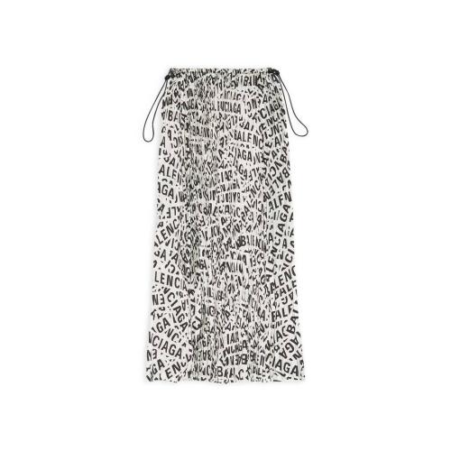  BALENCIAGA巴黎世家 22年秋冬 女士 半身裙 LOGO STRIPS PLEATED DRAWSTRING SKIRT 704365TML2