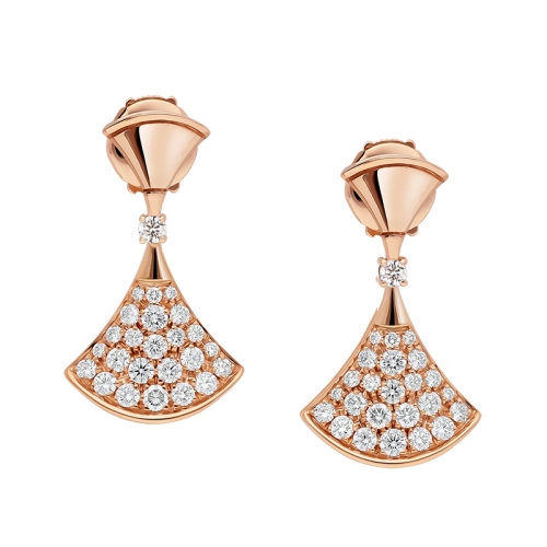BVLGARI/宝格丽 经典DIVAS'DREAM系列 18K金玫瑰金镶嵌钻石扇子耳环 351054