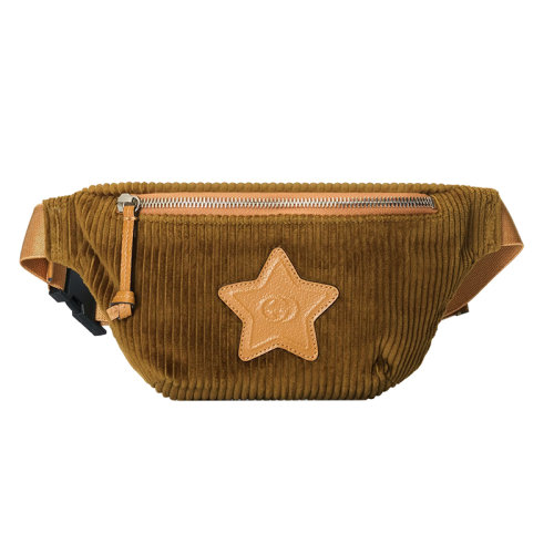 GUCCI/古驰 22新款 Gucci Love Parade 系列 童包款棕色灯芯绒尼龙星星配饰调节肩带腰包5020952S8BN2891