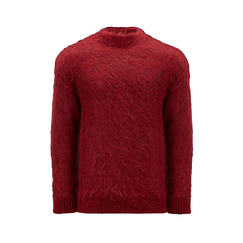 Moncler/蒙克莱 22年秋冬新款 Maya 70系列FRGMT藤原浩合作款 男士深红色中重型马海毛混纺拉绒针织衫毛衣H209U9C00003M1133460