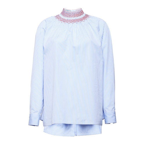 PRADA/普拉达 天蓝色 女士宫廷式高领刺绣长袖衬衫 P984GR_1VWP_S_201