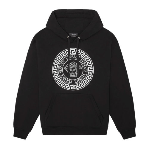 VERSACE/范思哲 男士黑色棉质经典美杜莎头像字母徽标印花装饰长袖上衣卫衣连帽衫运动衫套头衫 1001419-1A01052-1B000