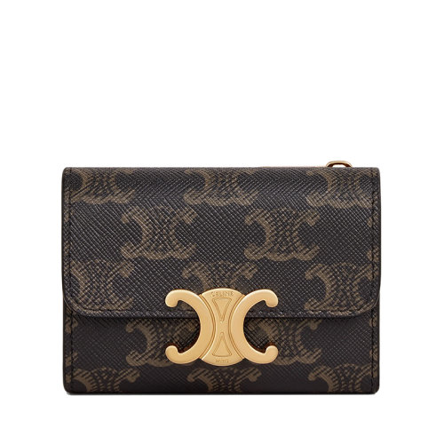 CELINE/赛琳   女士经典老花帆布凯旋金扣短款钱包10I652DS3.04LU