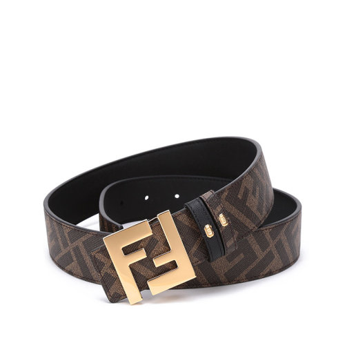 FENDI/芬迪【22春夏新款】男士牛皮/聚氨酯/织物板扣式双面皮带腰带FF图案 7C0424 AGR9