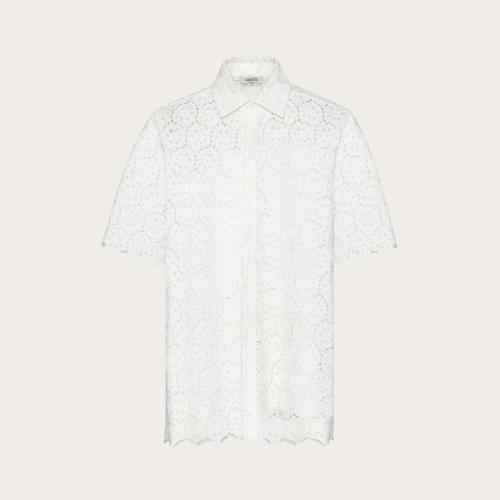  VALENTINO华伦天奴 22年秋冬 男士 短袖衬衫 CHEMISE EN MACRAMé XV3AA86581P0BO