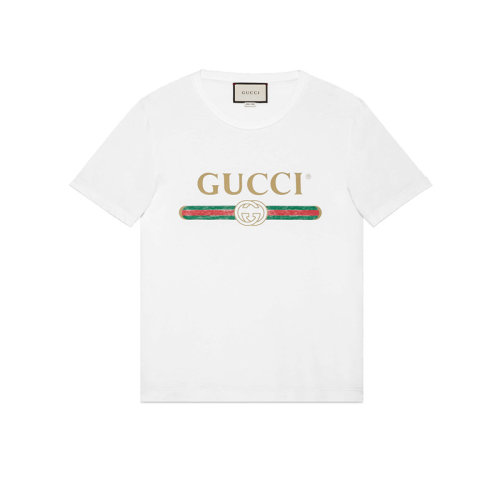 GUCCI/古驰 经典款 男女同款 白色印花字母大码短袖T恤 440103 X3F05 9045