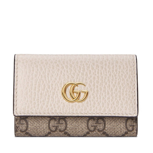 GUCCI/古驰 GG Marmont系列 女士白色皮革老花帆布钥匙包45611817WAG9096