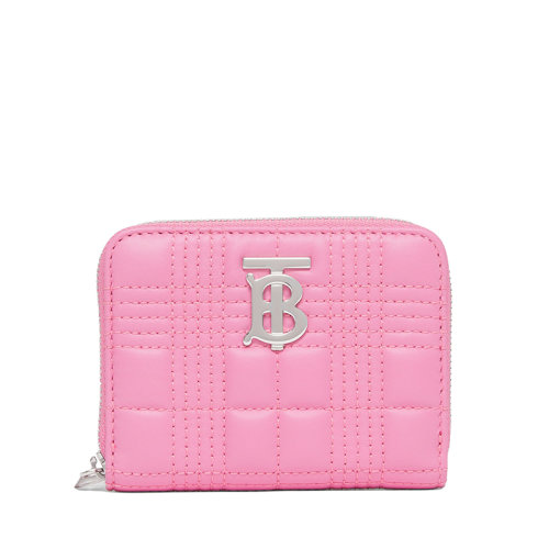 BURBERRY/博柏利 22春夏新款Lola系列 女士粉色绗缝羊皮革TB专属标识装饰拉链钱包80492901