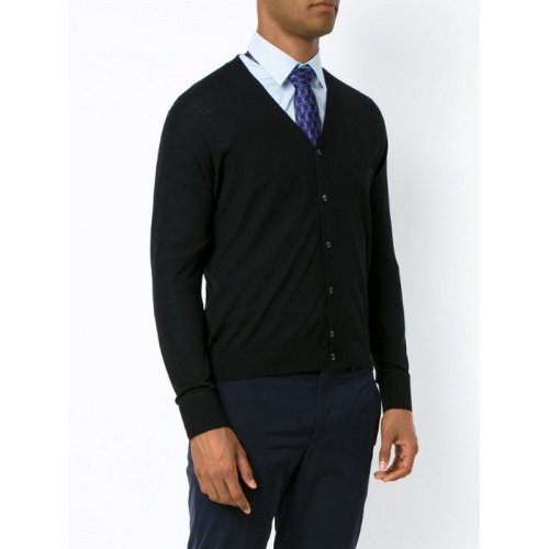  PRADA/普拉达 男士黑色羊毛长袖针织衫 UMC310 C5W F0002