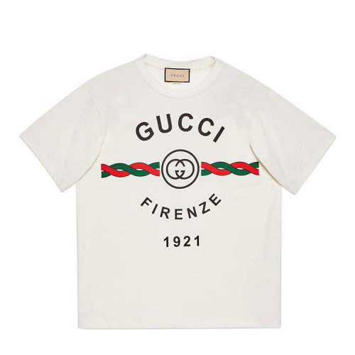 GUCCI/古驰 针织棉“Gucci Firenze 1921”T恤男士短袖T恤616036XJD7T
