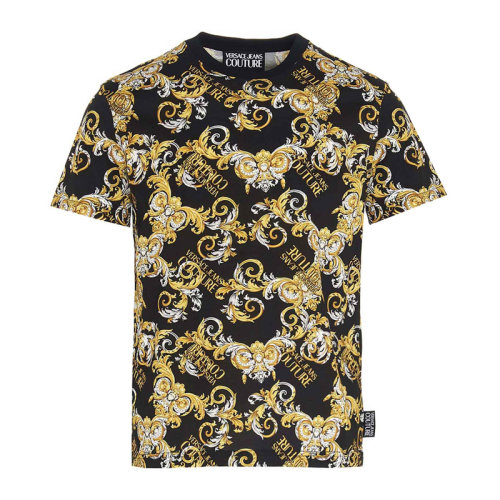 VERSACE JEANS/范思哲牛仔 男士多色拼色棉质印花装饰圆领短袖上衣T恤 B3GZA7S1-S0831-899