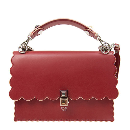 FENDI/芬迪 KAN I系列女士纯色牛皮花边装饰经典字母徽标印花卡扣翻盖开合单肩包斜挎包手提包女包 8BT283-A18Q 多色可选