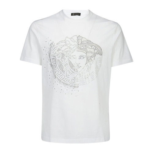 VERSACE/范思哲 男士白色棉质经典美杜莎头像印花装饰圆领短袖上衣T恤 A75049-A201952-A92X
