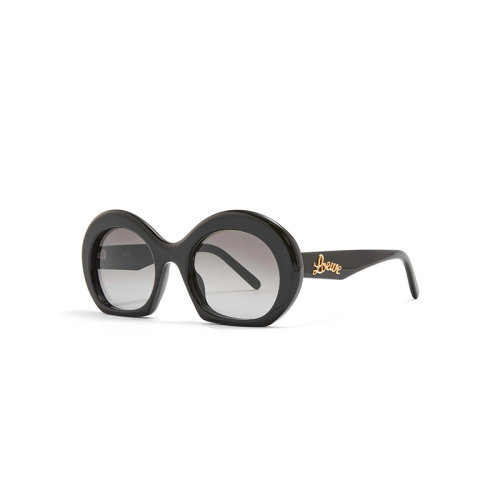 LOEWE/罗意威 22年春夏新款 女士烟熏色镜片黑色醋酸纤维镜框半月形太阳镜墨镜G832270X06-1670