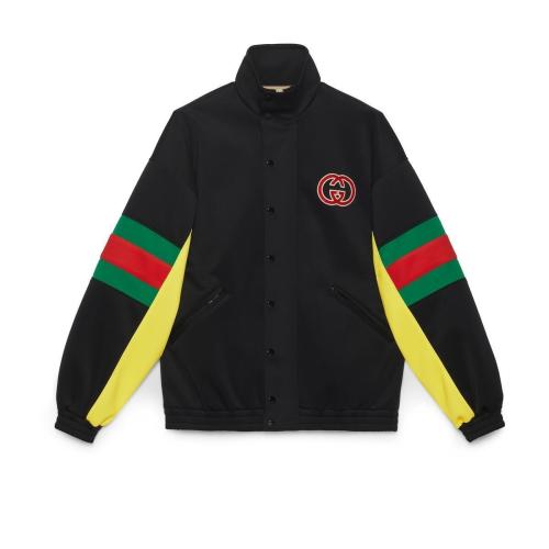  GUCCI古驰 22年秋冬 男士 饰织带轻薄氯丁橡胶夹克 706437 XJETG 1152